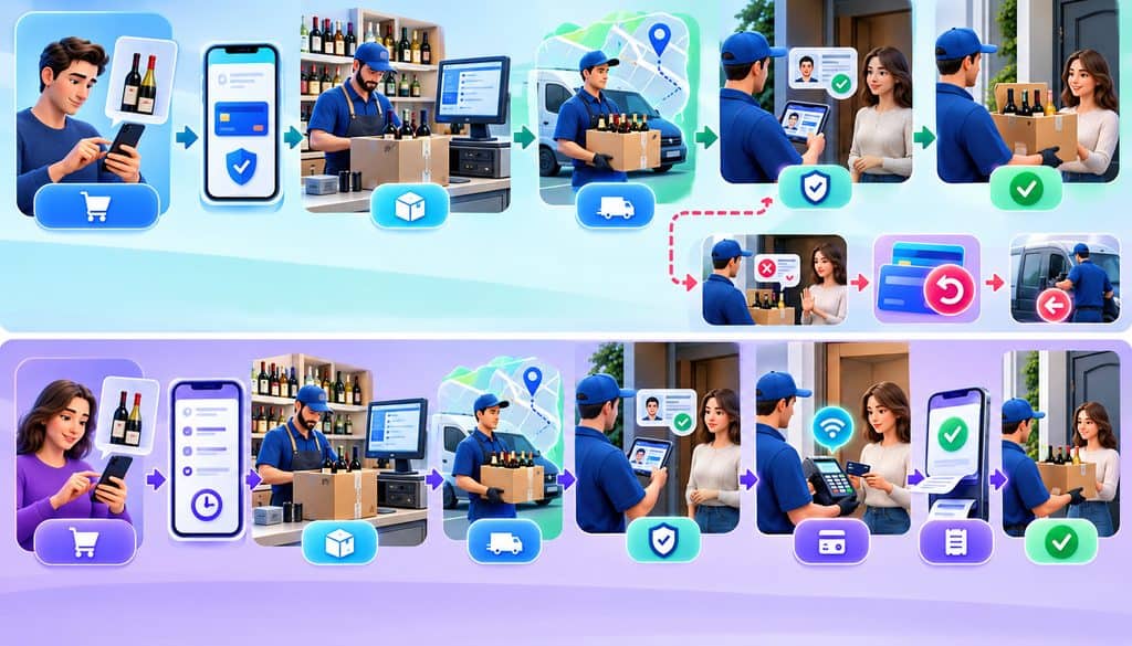 Prepay versus pay-on-delivery alcohol payment workflow
