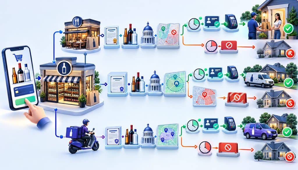 Alcohol delivery license and state compliance decision workflow